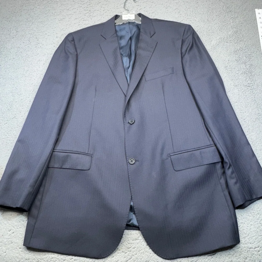 Saks Fifth Avenue Blazer Mens 44 Long Pin Striped Zegna Wool Sport Coat Italy